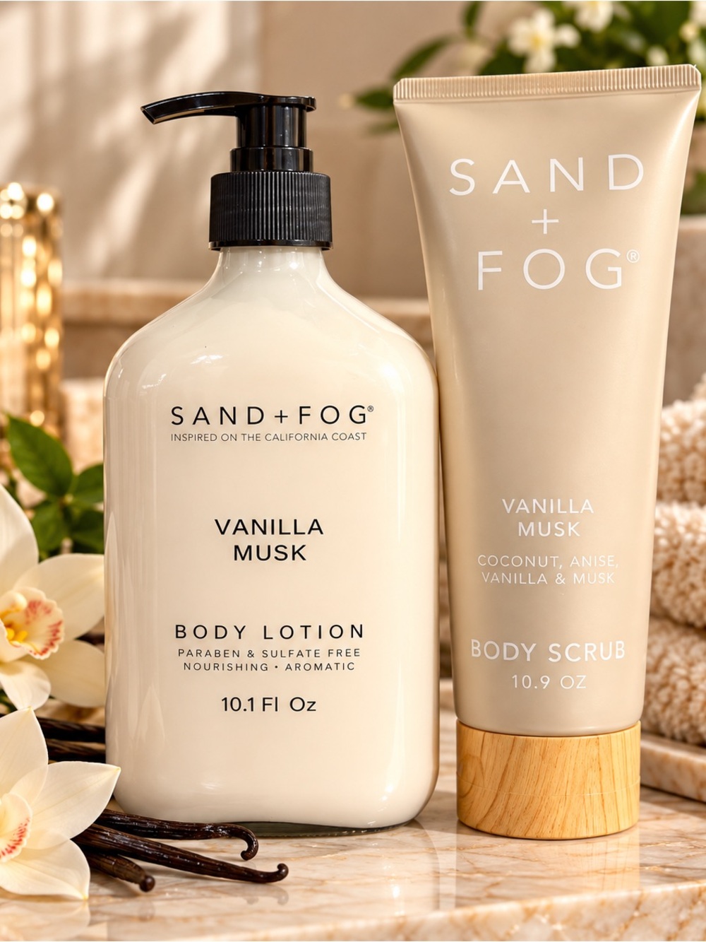Sand + fog Vanilla Musk Body Lotion & Scrub set